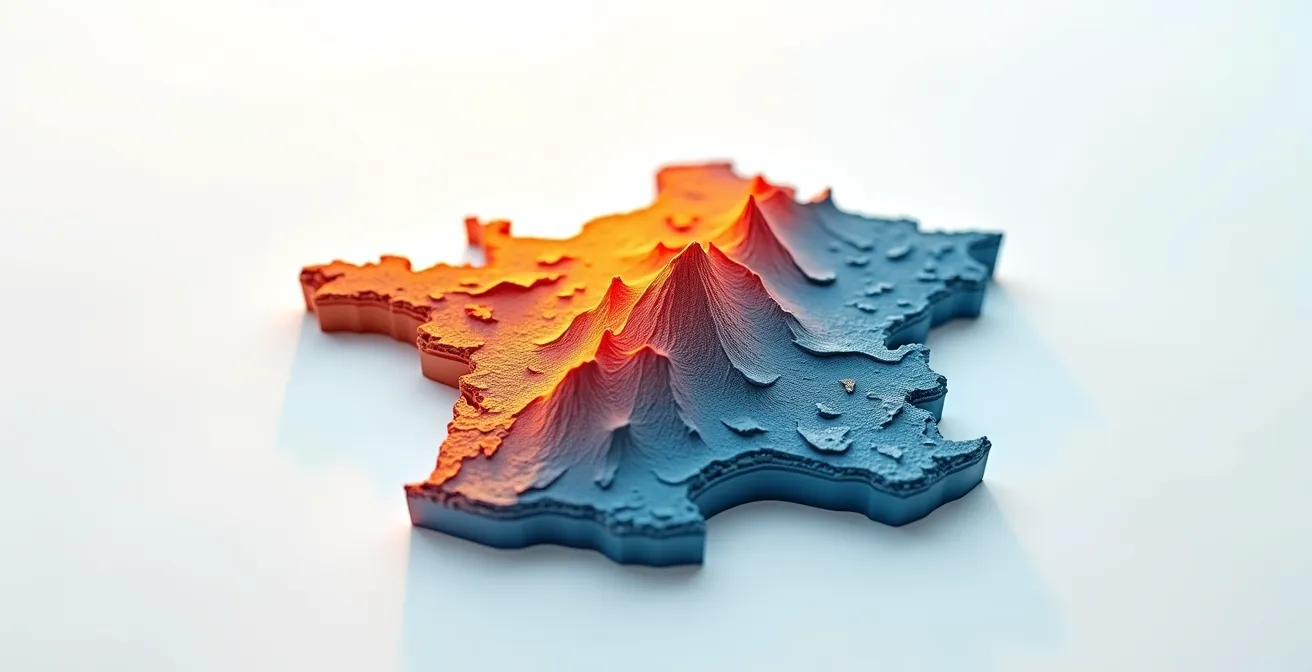 Cartes de France montrant les variations thermiques régionales pour les piscines